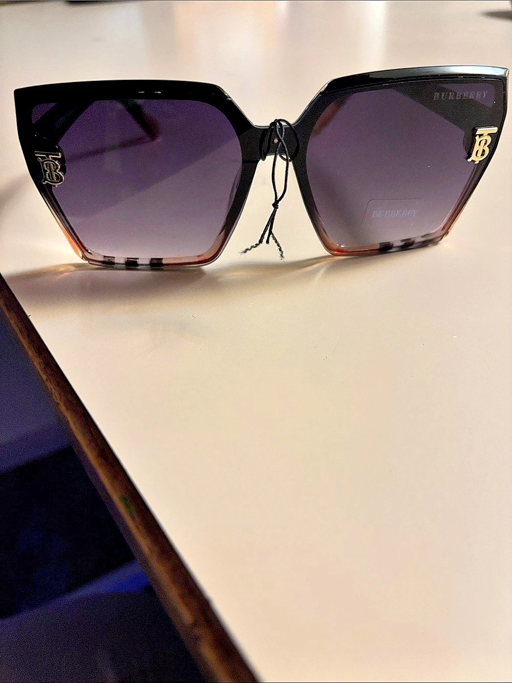 Burberry Daisy Square Sunglasses Black & Brown NWOT